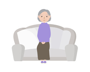 ソファに座っているおばあさん
