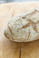 Closeup on bread on wooden surface