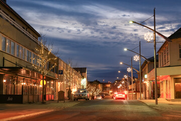 Christmas street in Brønnøysund, Nordland county