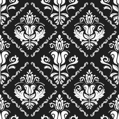 Orient black and white vector classic pattern. Seamless abstract background with vintage elements. Orient dark background. Ornament for wallpaper and packaging