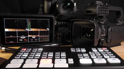 Livestream setup with camera videomixer on air blinking