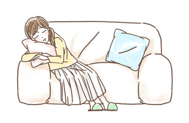ソファで休む女性