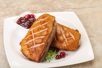 Roasted duck breast with sauce