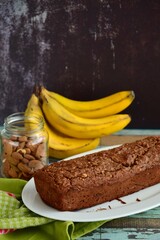 Banana almond chocolate loaf cake