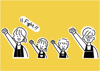 親子でお料理　頑張るぞ（白フチ）