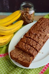 Banana almond chocolate loaf cake
