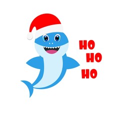 christmas baby shark card illustration