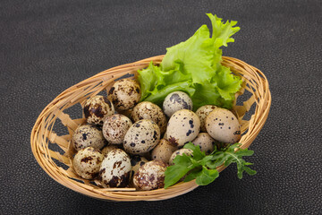 Quail eggs in the basket