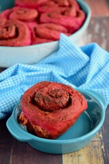 Homemade baked beetroot cinnamon rolls 