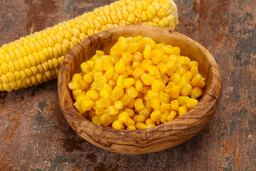 Young corn seeds in the bowl