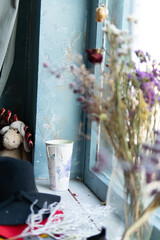dried flowers in the interior of a photo studio