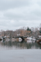 Fototapeta na wymiar Foto de un lago en Central Park, Nueva York
