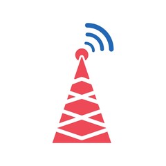 Cell Tower Flat Icon Color Design Vector Template Illustration