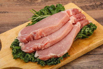 Raw pork steak for cooking