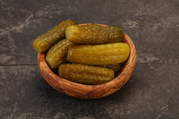 Pickled cucumbers in the plate