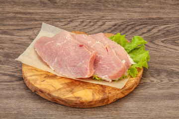 Raw pork steak for cooking