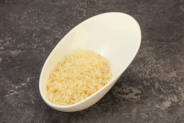 Raw basmati rice in the bowl