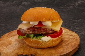 Delicous burger with tuna fish