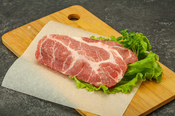 Raw pork meat neck steack