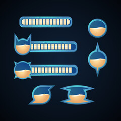 Game ui elements. Fantasy game bar, health bar and etc. Suitable for 2d gui action, rpg, and etc. vector Illustration