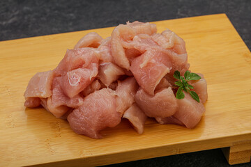 Raw diced chicken for cooking