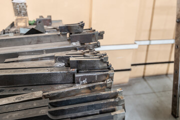 A set of cutters for a slotting machine, cutters for making grooves on parts.