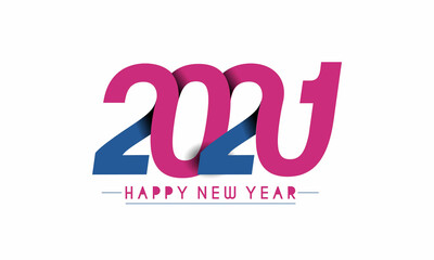 Happy New Year 2021 Text Typography Design Banner Poster, Vector illustration.