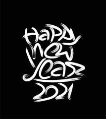 Happy New Year 2021 Text Typography Design Banner Poster, Vector illustration.