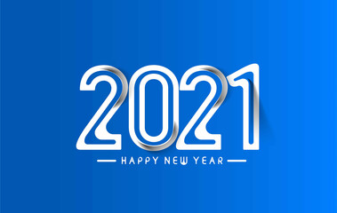 Happy New Year 2021 Text Typography Design Banner Poster, Vector illustration.