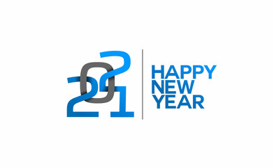 Obraz premium Happy New Year 2021 Text Typography Design Patter, Vector illustration.