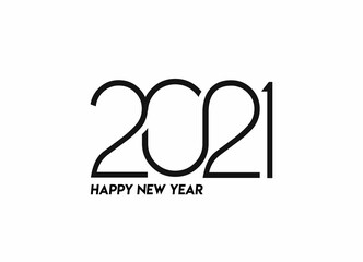 Happy New Year 2021 Text Typography Design Patter, Vector illustration.