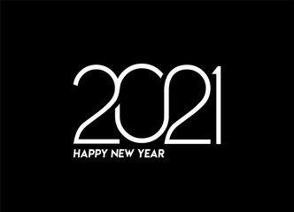 Happy New Year 2021 Text Typography Design Patter, Vector illustration.