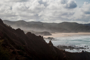 Fototapeta na wymiar coastline landscape with rocky shores