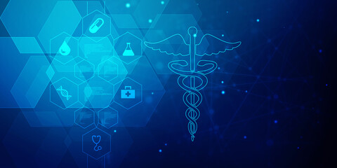 2d illustration caduceus medical symbol