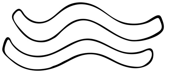 two wavy stripes, vector doodle style element, coloring book, isolated object