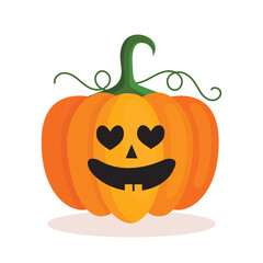 Orange pumpkin lantern with a scary face for Halloween. Festive decoration. Cartoon isolated vector illustration on white background