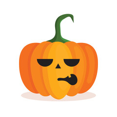 Orange pumpkin lantern with a scary face for Halloween. Festive decoration. Cartoon isolated vector illustration on white background