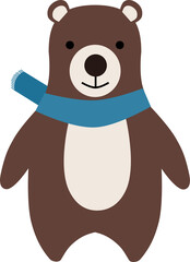 Brown bear with scarf illustration