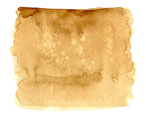 Coffee and tea stains watery illustration.Abstract watercolor hand drawn image.White background.	
