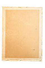 Very old paper with light taped border isolated on white.