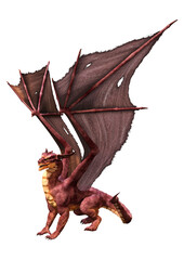 3D Rendering Fairy Tale Dragon on White