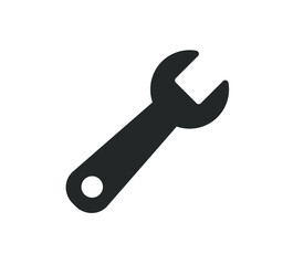 Simple flat style tool wrench icon shape symbol. Settings interface logo sign button. Vector illustration image. Isolated on white background.