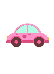 pink car, vector illustration on a white background