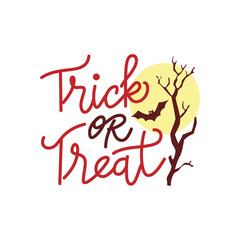 Trick or treat handwritten halloween greeting card