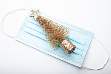 image of fir tree mask white background 