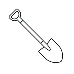 Shovel shape vector icon. Spade symbol. Cartoon industrial tool logo sign. Silhouette isolated on white background.