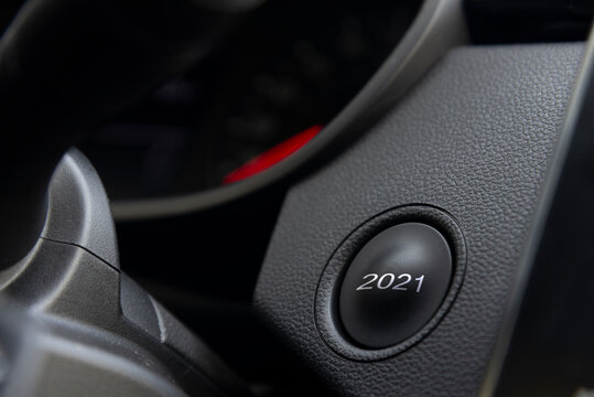 2021 start button on dashboard, new year concept