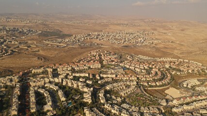 pisgat zeev and hizma town in east jerusalem aerial view, Israel, palestine