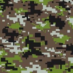 Green pixel camouflage for army or police. Abstract pattern for jersey