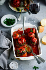 Stuffed Tomatoes in French..selective focus